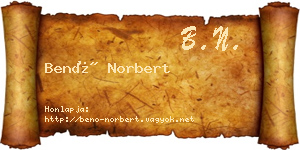 Benő Norbert névjegykártya